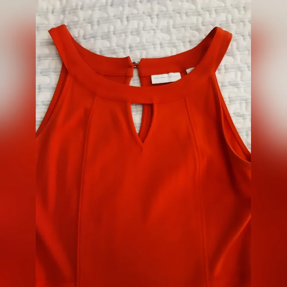 New York and Company Orange fit and flare Dress - Picture 3 of 5
